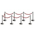 Montour Line Stanchion Post and Rope Kit Sat.Steel, 8 Crown Top 7 Red Rope C-Kit-8-SS-CN-7-ER-RD-PS
